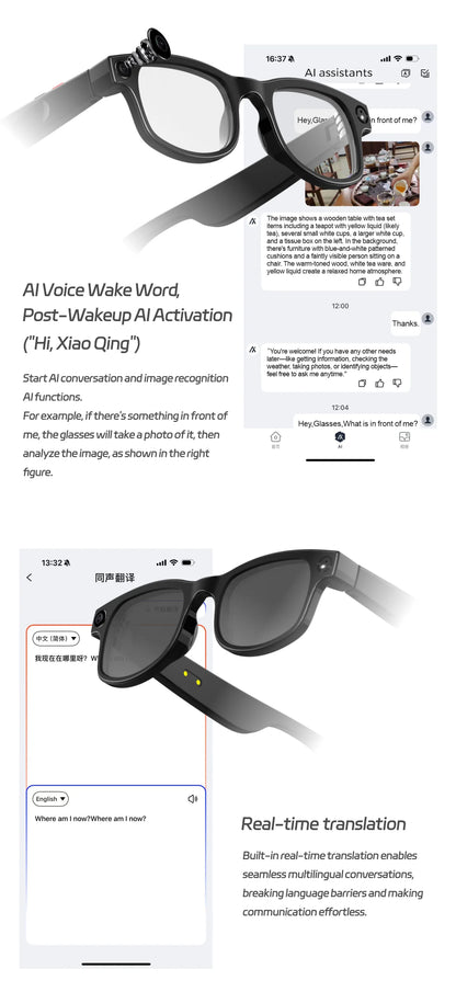 G1 Ai Smart Glasses with Stabilized Camera Take Photos Video Audio Recording Wi-Fi Transmission AI Translator Sunglasses AIMB-G1